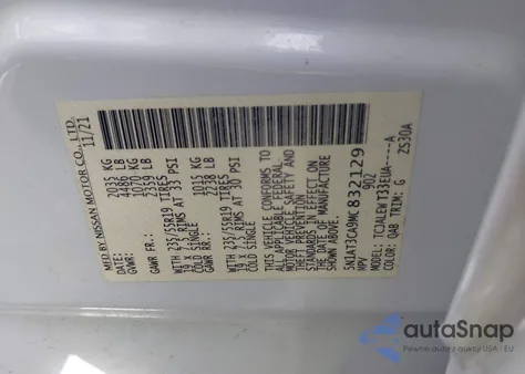 2021 Nissan Rogue Sl Fwd from USA, damaged, VIN 5N1AT3CA9MC832129